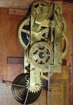 New England Clock Co., Bristol conn. 30 hour, time and alarm spring driven movement cigar box timepiece.