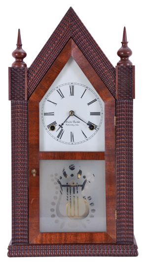 Irvin Thomas Rosen (1915-2010) of McKinley and Middlebrook, Virginia, 8 day, time and strike spring driven movement ripple molding shelf clock. This one is marked No. 11. Mr. Rosen, was the individual who designed a machine to reproduce ripple molding as used by J. C. Brown and others on clocks c. 1850. This process had been lost over the years.