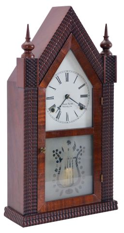 Irvin Thomas Rosen (1915-2010) of McKinley and Middlebrook, Virginia, 8 day, time and strike spring driven movement ripple molding shelf clock. This one is marked No. 11. Mr. Rosen, was the individual who designed a machine to reproduce ripple molding as used by J. C. Brown and others on clocks c. 1850. This process had been lost over the years.