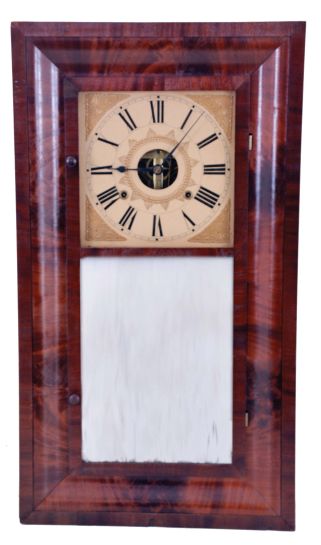 Birge, Mallory & Co., Bristol, Conn., large 8 day, time and strike weight strap brass movement OG shelf clock.