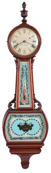 Arthur E. Wallmark, Upper Marlboro Maryland, 8 day, weight driven, brass movement Patent or banjo timepiece.