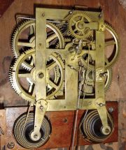 Sperry & Shaw, New York, New York, 30 hour, time and strike spring fusee bevel front Sharp Gothic or steeple clock, c1850