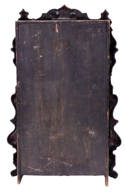 New Haven Clock Co., New Haven, Conn., 8 day, time and strike spring driven movement iron front shelf clock.