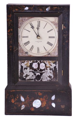 Morse & Co., Plymouth, Conn., 8 day, time and strike spring driven movement cottage clock.