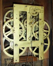 Morse & Co., Plymouth, Conn., 8 day, time and strike spring driven movement cottage clock.