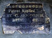 Chauncey Goodrich, Bristol, Conn., 8 day, time and strike spring driven movement iron front shelf clock.