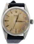Rolex Watch Co., Switzerland, ref. 6422 wrist watch, 17 jewels, manual winding, nickel plate movement with lever escapement in a stainless steel case with arrow marker, silvered dial, gold alpha hands, serial #68082, 34mm.