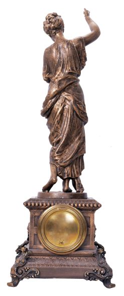 Ansonia Clock Co., New York, NY, "Sappho", 8 day, time and strike spring driven movement figural mantel clock.
