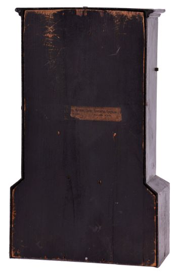 Ansonia Clock Co., New York, NY, 8 day, time and strike spring driven movement Iron case with MOP shelf clock.