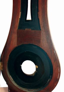 E. Howard & Co., Boston, Mass., "No. 6 Regulator", wall clock, 8 day, time only, weight driven movement in a walnut case with a painted metal dial and reverse painted throat and lower tablets