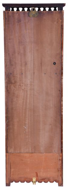 Ansonia Clock Co., New York, NY, "Santa Fe" hanging clock with a spring driven, 8 day time and half hour strike (cathedral gong) in an oak case.