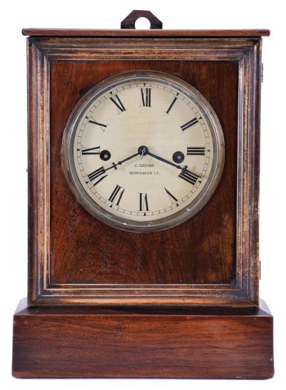 Chauncey Jerome, New Haven, Conn., "Union" model, 8 day, time and strike, spring fusee cottage clock.