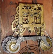 Chauncey Jerome, New Haven, Conn., "Union" model, 8 day, time and strike, spring fusee cottage clock.