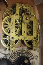 Seth Thomas Clock Co., Thomaston, Conn., "Sharp Gothic" shelf clock with a spring driven, 8 day time, strike and alarm movement with a Winward