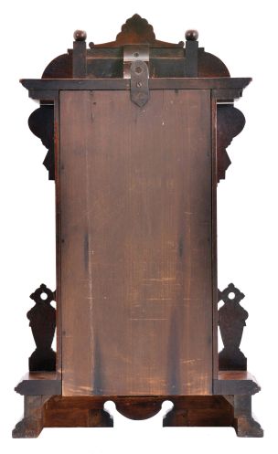 Seth Thomas Clock Co., Thomaston, Conn., "Ogden" shelf clock with a spring driven, 8 day, time and strike, lyre movement in a walnut case.