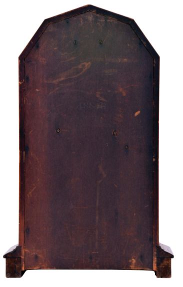Seth Thomas Clock Co., Thomaston, Conn., "Parlor Calendar No. 5" shelf clock with a spring driven, 8 day, time and strike movement with the R. T. Andrews patented perpetual calendar mechanism in a polished walnut veneered case.