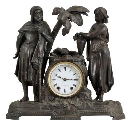 Seth Thomas Sons & Co., New York, New York, "No. 8002", "Rebecca at the Well", 15 day, time and strike spring driven movement figural mantel clock.