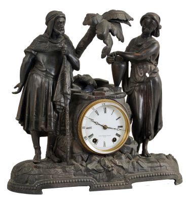 Seth Thomas Sons & Co., New York, New York, "No. 8002", "Rebecca at the Well", 15 day, time and strike spring driven movement figural mantel clock.