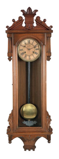 Ansonia Clock Co., New York, NY, "Prompt", 8 day, spring driven movement wall timepiece.