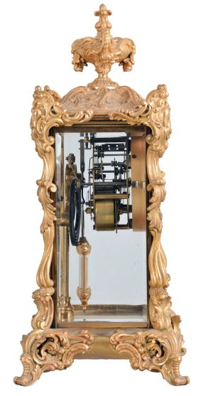 Ansonia Clock Co., New York, "Viscount", 8 day, time and strike, spring brass movement crystal regulator mantel clock.