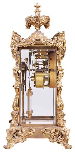 Ansonia Clock Co., New York, "Marchioness", 8 day, time and strike, spring brass movement crystal regulator mantel clock.