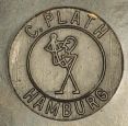 C. Plath, Hamburg, Germany, 6 inch radius drum sextant, skeletonized black anodized aluminum frame, graduated arc reading from -5 to +125 degrees with the Plath