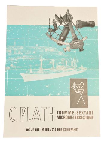 C. Plath, Hamburg, Germany, "Micrometer Sextant", 160mm radius, metal frame with black finish, brass arc with graduations from -5 to125 and Plath