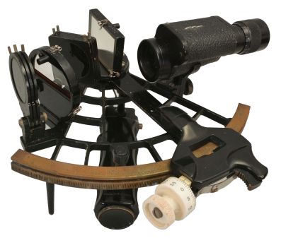 C. Plath, Hamburg, Germany, micrometer sextant, 160mm radius, metal frame with black finish, signed brass arc with graduations from -5 to125 and Plath