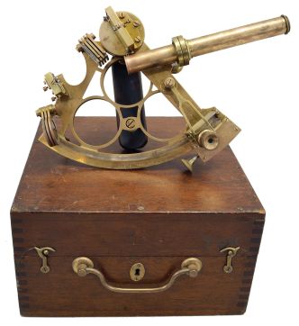 C. Plath, Hamburg, Germany, brass sextant, 6 inch radius, triple circle frame, signed brass arc with Plath