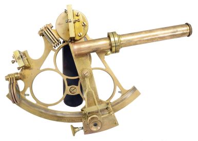 C. Plath, Hamburg, Germany, brass sextant, 6 inch radius, triple circle frame, signed brass arc with Plath