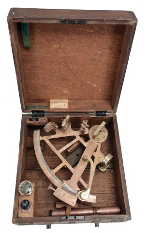 C. Plath, Hamburg, Germany, brass sextant, 7 inch radius, pierced brass frame, signed brass arc with Plath