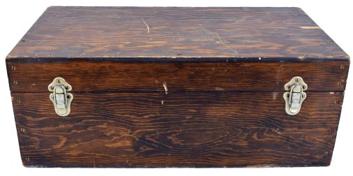 T.S. & J.D. Negus, New York, "Negus Taffrail Log", gray painted metal body with white enamel dial reading to 100 and subsidiary dial reading to 10, metal rotor, mounting shoes, rope, and other accessories, all in a fitted wood box, patented 1892.