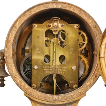 Ansonia Clock Co., New York, " No. 1087 Shakespeare " 8 day, time and strike, spring brass movement figural mantel clock.