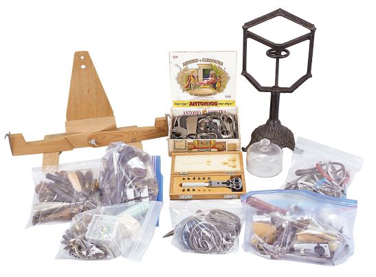 Tools- Watch and Clock: large assortment of hand tools including tweezers, specialized pliers, jeweler