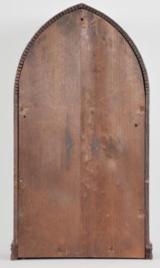 E.N. Welch Mfg. Co., Forestville, Conn., 8 day, time and strike spring driven brass movement ripple-front round gothic or " beehive" shelf clock.