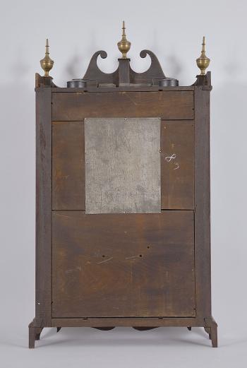 E. Terry & Sons, Plymouth, Conn., 30 hour, time and strike weight wood movement pillar & scroll shelf clock.