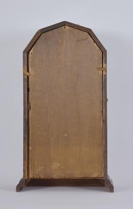 Ithaca Calendar Clock Co., Ithaca, NY "No. 11 Octagon" double dial calendar shelf clock with a spring driven 8 day time and strike movement (E.N. Welch) and a H. B. Horton patented perpetual calendar mechanism in a walnut case.