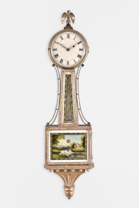 Massachusetts, 8 day, weight driven brass movement gilt presentation patent or banjo timepiece, c1835.