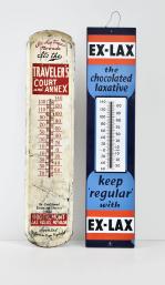 Signs- 2 (Two): (1) Painted metal sign for "Traveler