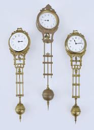Parts: 3 (Three) swinging clocks: lot includes three compound pendulums with spring driven movements for small swinging mystery clocks. Two are by Gebüder Junghans for models such as "Elephant", "Elegance"(often called "Diana), "Bat Boy" and others. The other is of German or French manufacture, cylindrical head, and is about one inch longer than than the Junghans models.