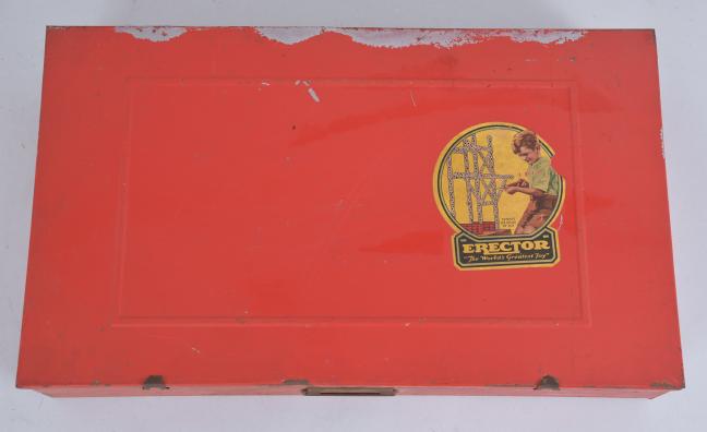 A.C. Gilbert Co., New Haven, Conn., "Model No. 12 1/2" erector set, builds walking robot, etc., including clock works, electric motor and instructions, all contained in red painted box and an illuminated Autonomic Nervous System teaching aid with buttons that when depressed darken the organ related to the nerve channel