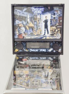 Bally Manufacturing Company, Chicago, Illinois, "Twilight Zone" widebody pinball machine designed by Pat Lawlor based on the classic television show from the late 1950