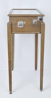 Arcade games- 2 (Two): an early mechanical (no electronics) "Big Broadcast" pinball machine playing seven balls for a penny, theme of great American cities, dated 1924, and a Japanese Pachinko gaming machine in custom case