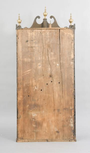 Jerome, Darrow & Co., Bristol, Conn., Reeded Pilaster and Scroll shelf clock with a weight driven 30 hour time and strike movement (groaner) in a mahogany case.