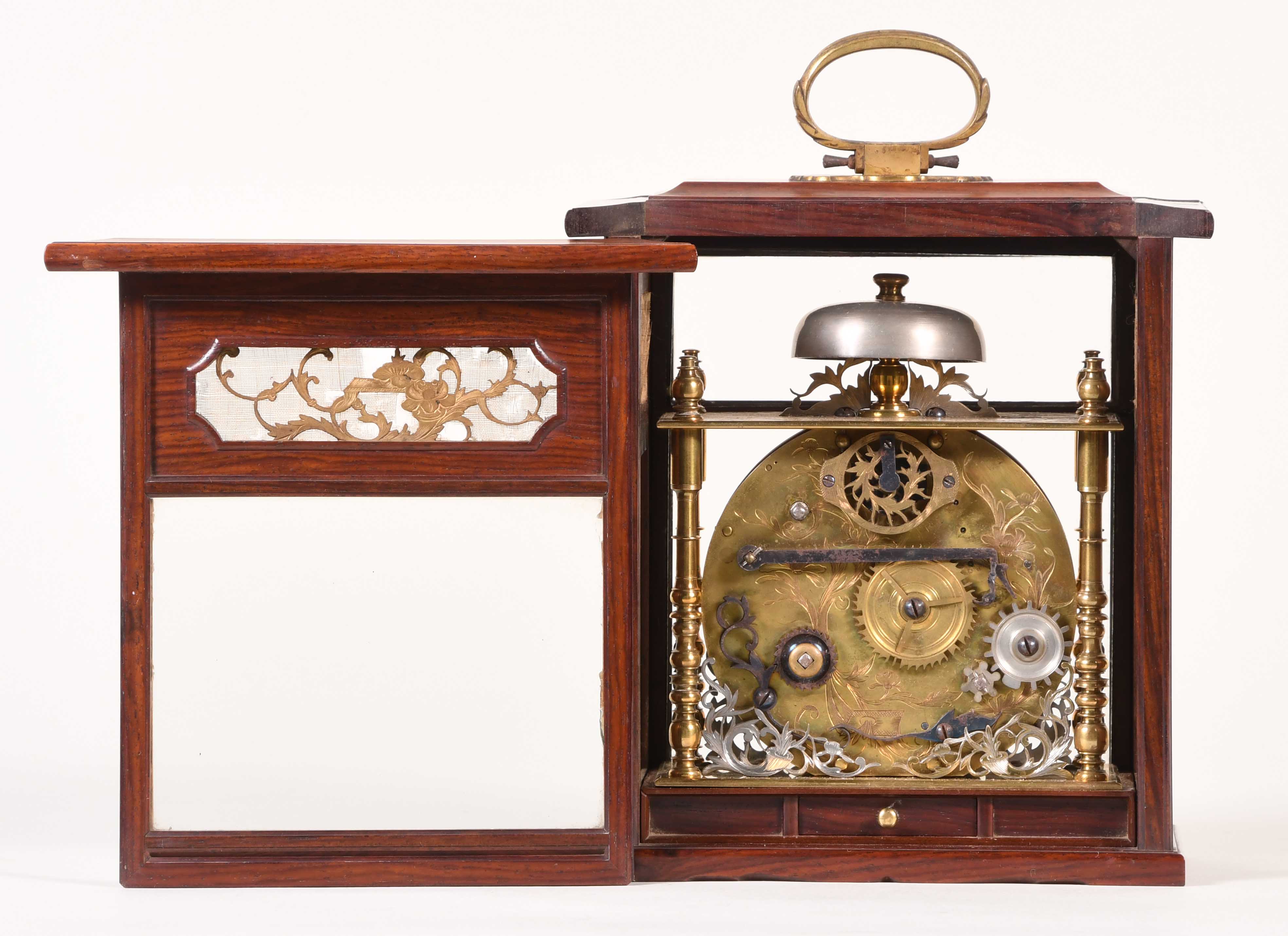 A good early 19th century Japanese Makura Dokei with round plates and ...