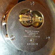 Chelsea Clock Co., Boston, Mass., 8 days, spring brass lever movement wall timepiece with a screw bezel, serial #19707, c1906