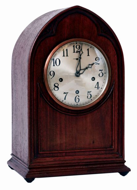 New Haven Clock Co., New Haven, Conn., "Inglewood" 8 days, time, strike, Westminster chime brass movement mantel clock, c1929