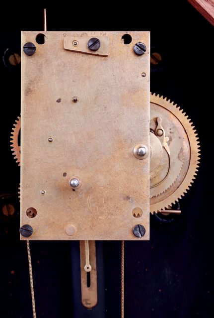 Seth Thomas Clock Co., Thomaston, Conn., "Regulator No. 2" Reissue in an oak case with 8 days, weight driven timepiece movement, c1976.