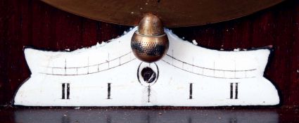 Remember, Ebensee, Austria, hanging regulator, walnut and walnut veneer case with carved serpentine front, Roman numeral white enamel dial, blued steel hands, 8 days weight driven timepiece movement, c1880