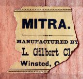 William L. Gilbert Clock Co., Winsted, Conn., "Mitra", 8 days, time and strike, spring driven brass movement shelf clock, c1891